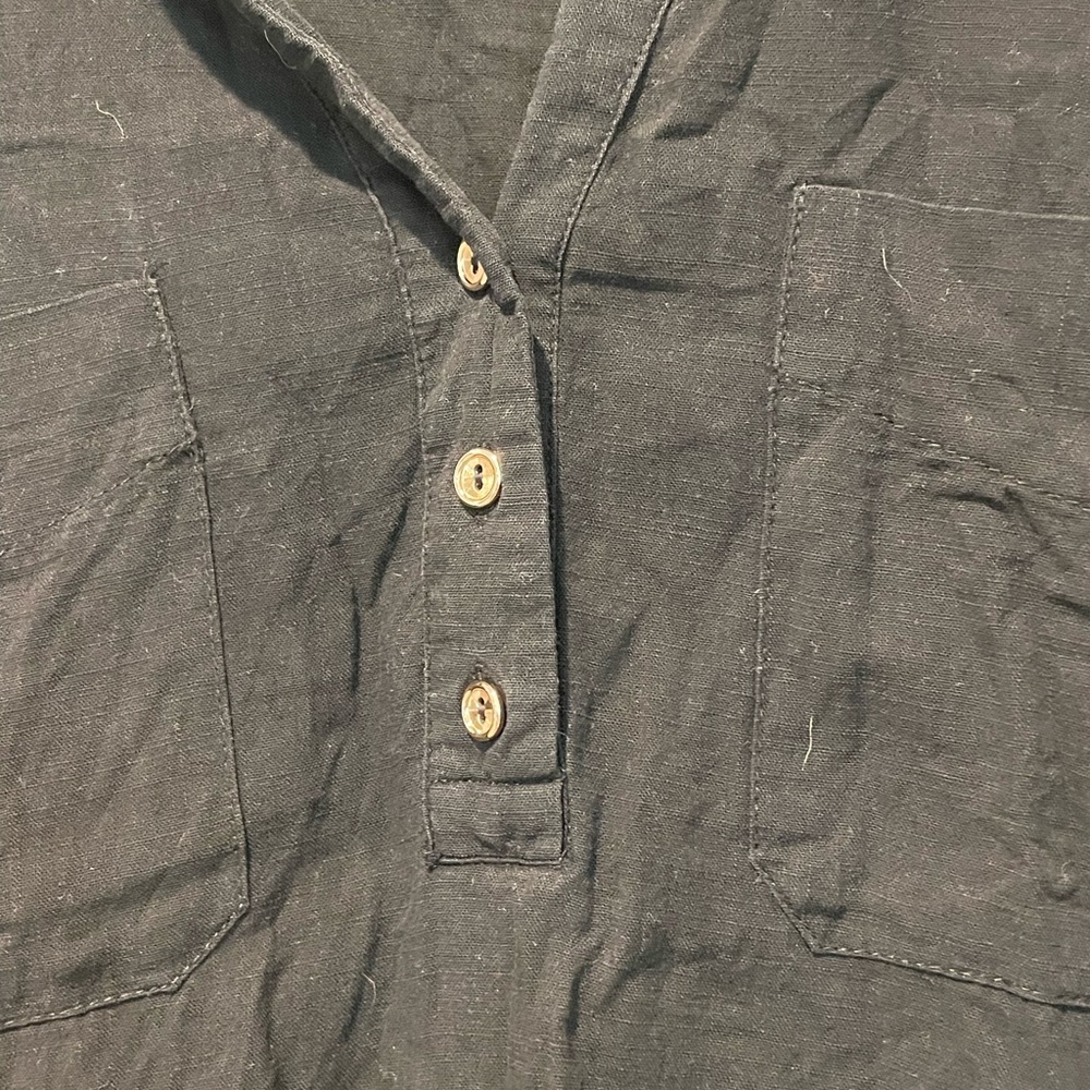 ee:Some 3/4 Sleeve Button Down Top Black‎ Sz L - Picture 5 of 8